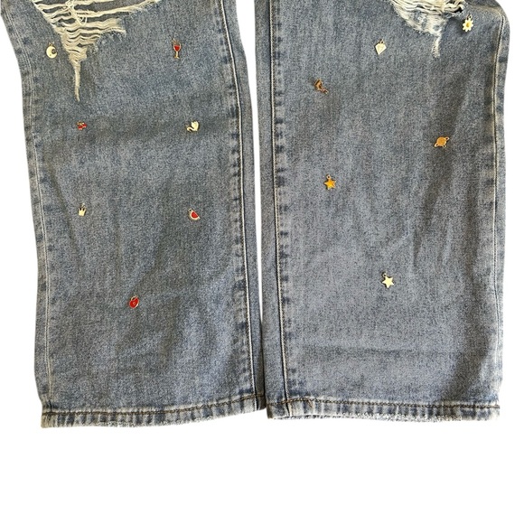 Charming Non Stretch Embellished Straight Leg Jeans - Medium Wash, Size 16 - Picture 7 of 9